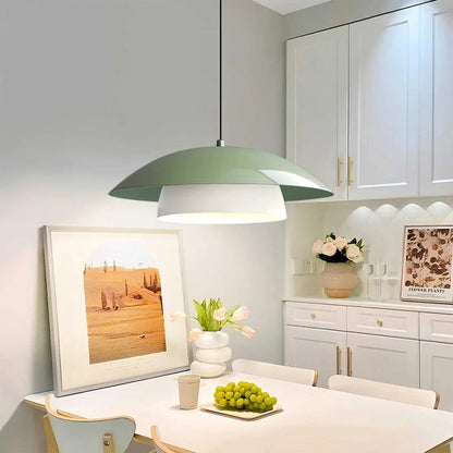 AURA 204-0119 Μοντέρνο Κρεμαστό Φωτιστικό Καμπάνα Μονόφωτο 1 x E27 IP20 Πράσινο & Λευκό Μέταλλο - Μ31 x Π31 x Υ27cm