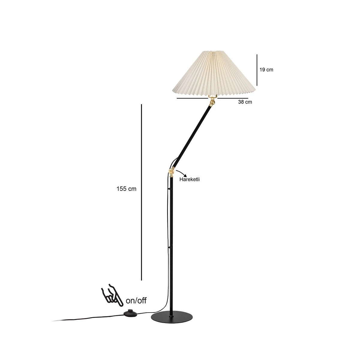 FLY 204-0127 Μοντέρνο Eπιδαπέδιο Φωτιστικό Μονόφωτο 1 x E27 IP20 Μαύρο & Χρυσό Μέταλλο με Μπεζ Ύφασμα - Μ38 x Π38 x Υ155