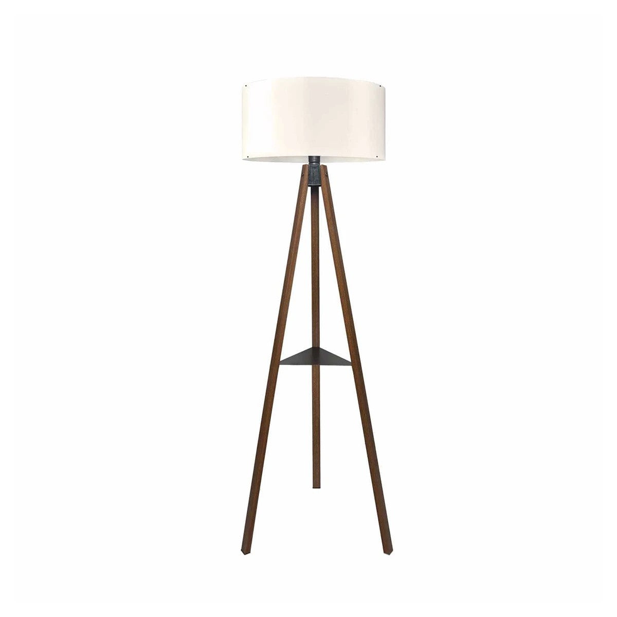 SHELF 204-0129 Μοντέρνο Eπιδαπέδιο Φωτιστικό Μονόφωτο 1 x E27 IP20 Καφέ Ξύλο με Μπεζ Ύφασμα - Μ38 x Π38 x Υ135cm