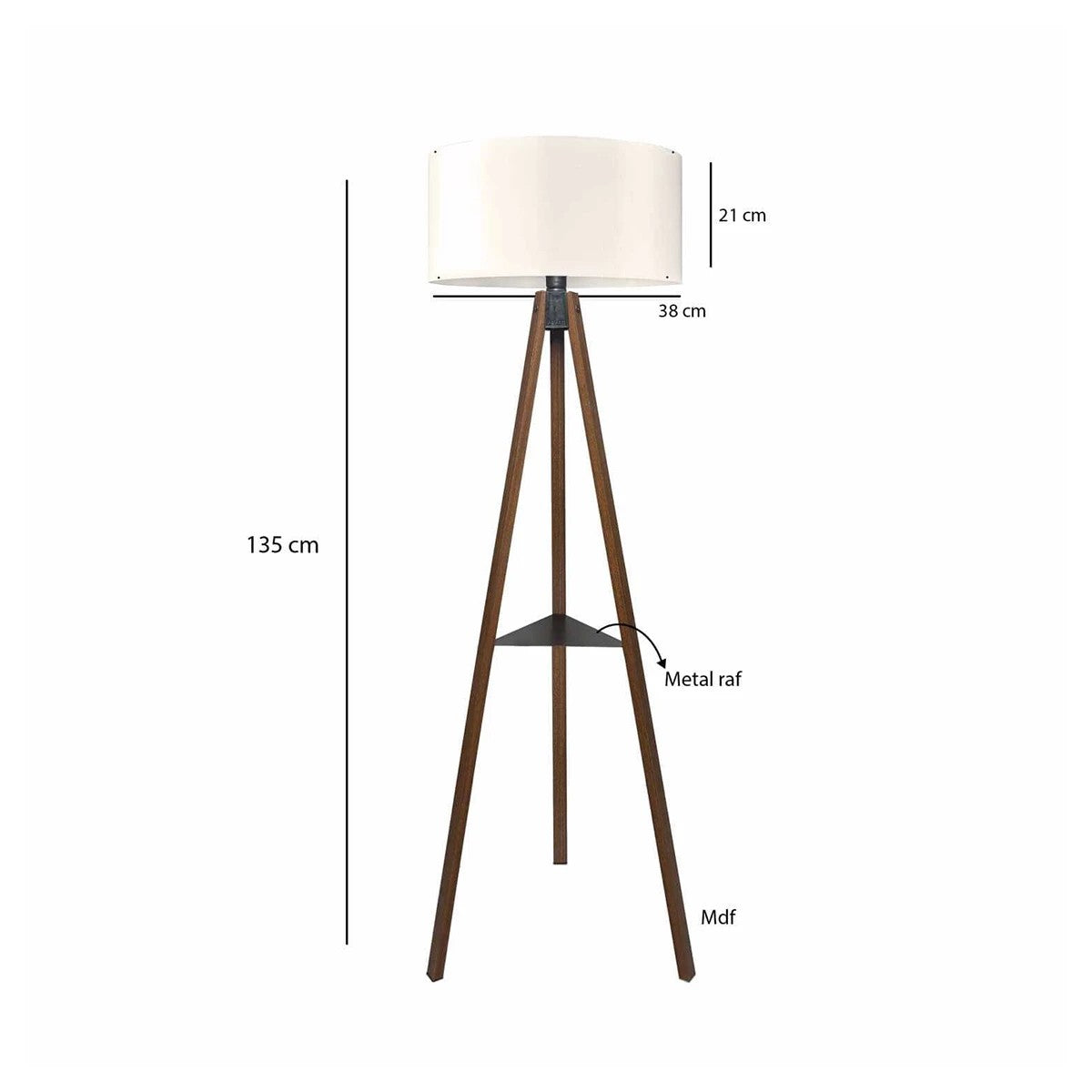 SHELF 204-0129 Μοντέρνο Eπιδαπέδιο Φωτιστικό Μονόφωτο 1 x E27 IP20 Καφέ Ξύλο με Μπεζ Ύφασμα - Μ38 x Π38 x Υ135cm