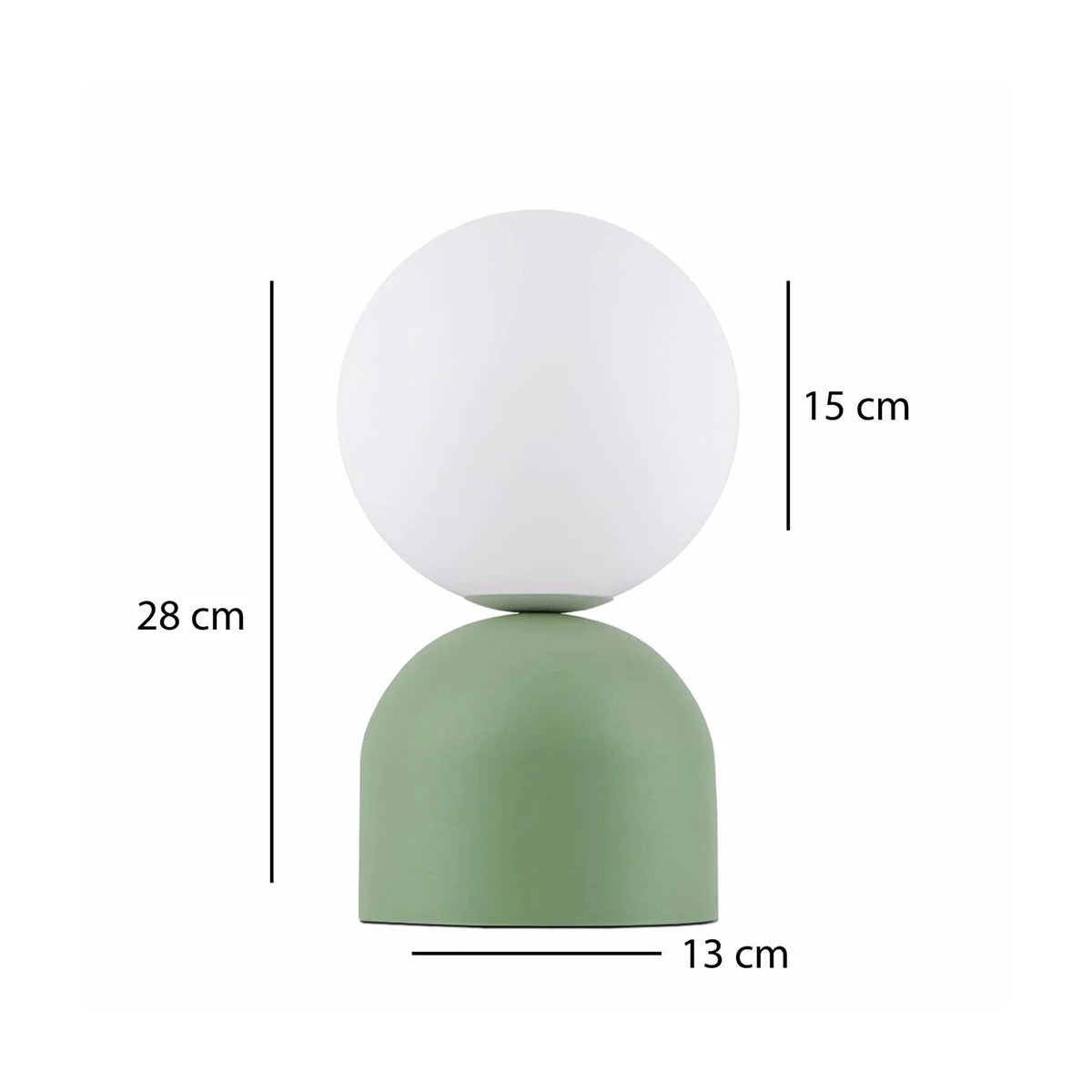 MAGIC 204-0130 Μοντέρνο Eπιτραπέζιο Φωτιστικό Μονόφωτο 1 x E27 IP20 Πράσινο Μέταλλο με Λευκό Γυαλί - Μ13 x Π13 x Υ28cm