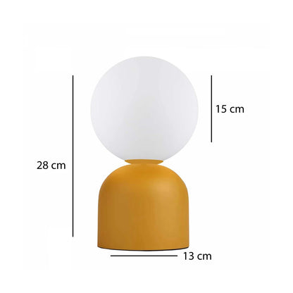 MAGIC 204-0131 Μοντέρνο Eπιτραπέζιο Φωτιστικό Μονόφωτο 1 x E27 IP20 Κίτρινο Μέταλλο με Λευκό Γυαλί - Μ13 x Π13 x Υ28cm