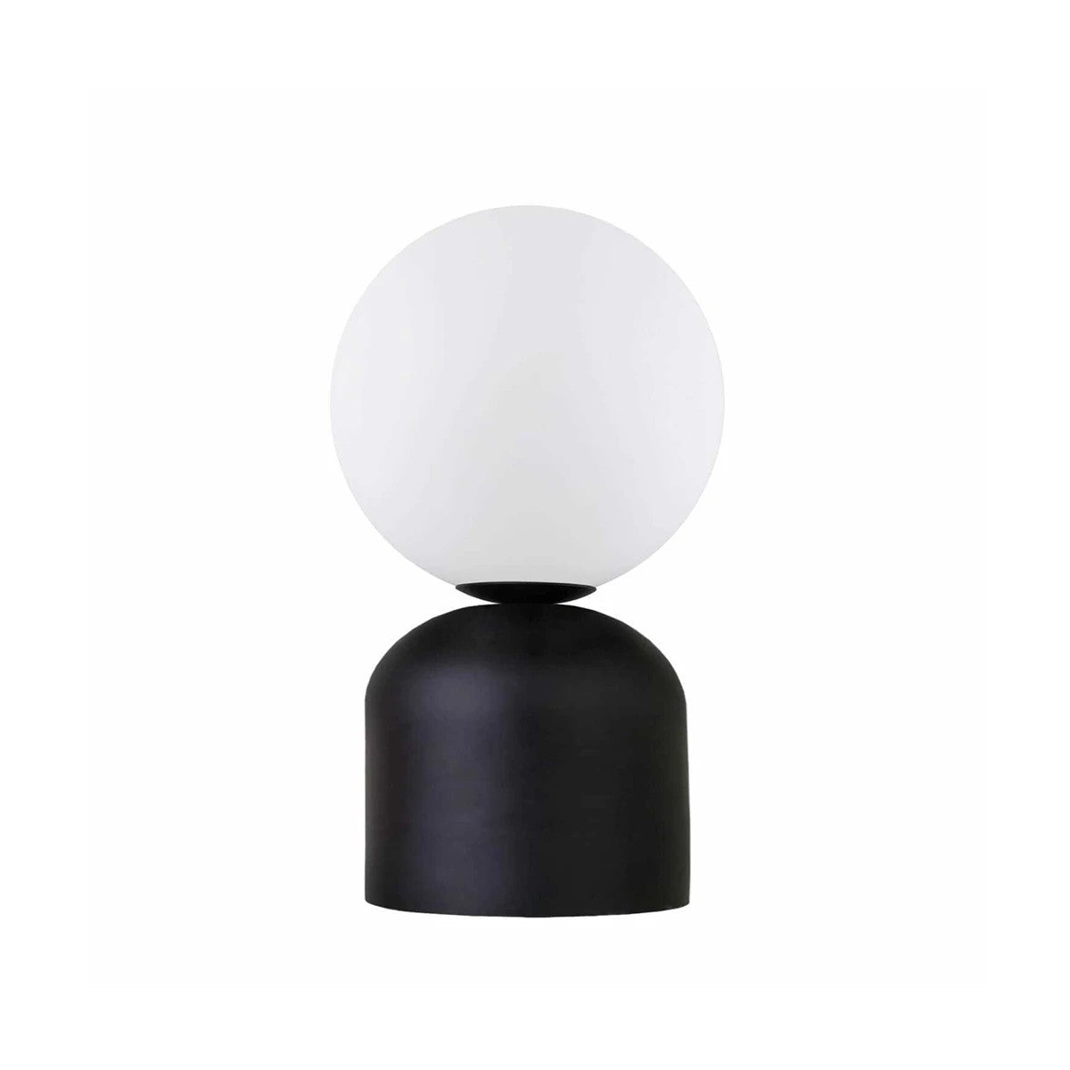 MAGIC 204-0132 Μοντέρνο Eπιτραπέζιο Φωτιστικό Μονόφωτο 1 x E27 IP20 Μαύρο Μέταλλο με Λευκό Γυαλί - Μ13 x Π13 x Υ28cm