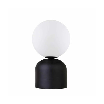 MAGIC 204-0132 Μοντέρνο Eπιτραπέζιο Φωτιστικό Μονόφωτο 1 x E27 IP20 Μαύρο Μέταλλο με Λευκό Γυαλί - Μ13 x Π13 x Υ28cm