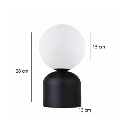 MAGIC 204-0132 Μοντέρνο Eπιτραπέζιο Φωτιστικό Μονόφωτο 1 x E27 IP20 Μαύρο Μέταλλο με Λευκό Γυαλί - Μ13 x Π13 x Υ28cm