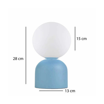 MAGIC 204-0133 Μοντέρνο Eπιτραπέζιο Φωτιστικό Μονόφωτο 1 x E27 IP20 Μπλε Μέταλλο με Λευκό Γυαλί - Μ13 x Π13 x Υ28cm