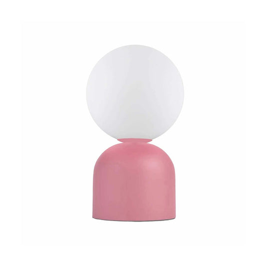 MAGIC 204-0134 Μοντέρνο Eπιτραπέζιο Φωτιστικό Μονόφωτο 1 x E27 IP20 Ροζ Μέταλλο με Λευκό Γυαλί - Μ13 x Π13 x Υ28cm
