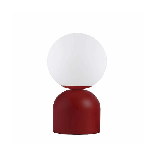 MAGIC 204-0135 Μοντέρνο Eπιτραπέζιο Φωτιστικό Μονόφωτο 1 x E27 IP20 Κόκκινο Μέταλλο με Λευκό Γυαλί - Μ13 x Π13 x Υ28cm