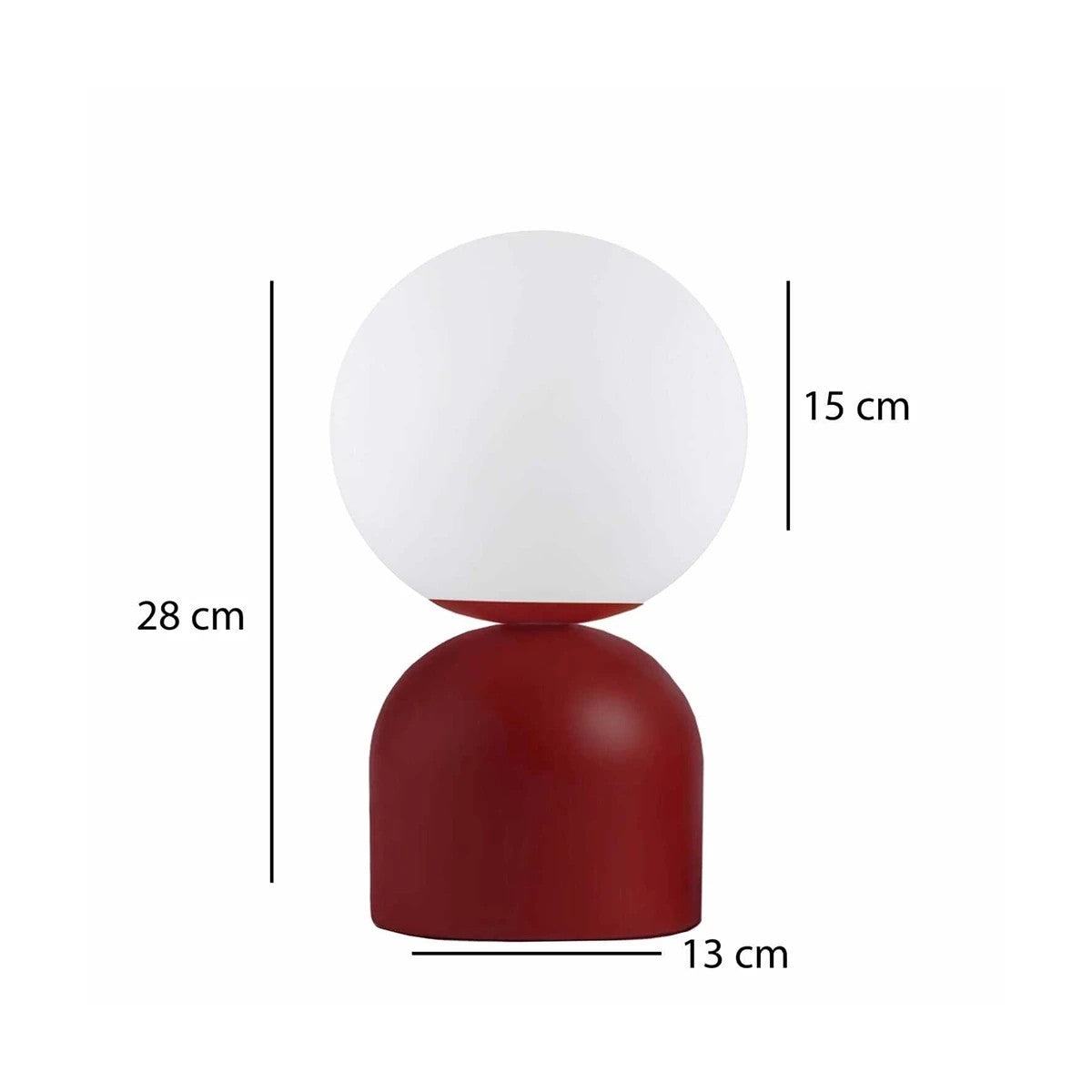 MAGIC 204-0135 Μοντέρνο Eπιτραπέζιο Φωτιστικό Μονόφωτο 1 x E27 IP20 Κόκκινο Μέταλλο με Λευκό Γυαλί - Μ13 x Π13 x Υ28cm