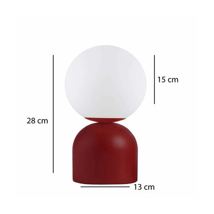 MAGIC 204-0135 Μοντέρνο Eπιτραπέζιο Φωτιστικό Μονόφωτο 1 x E27 IP20 Κόκκινο Μέταλλο με Λευκό Γυαλί - Μ13 x Π13 x Υ28cm