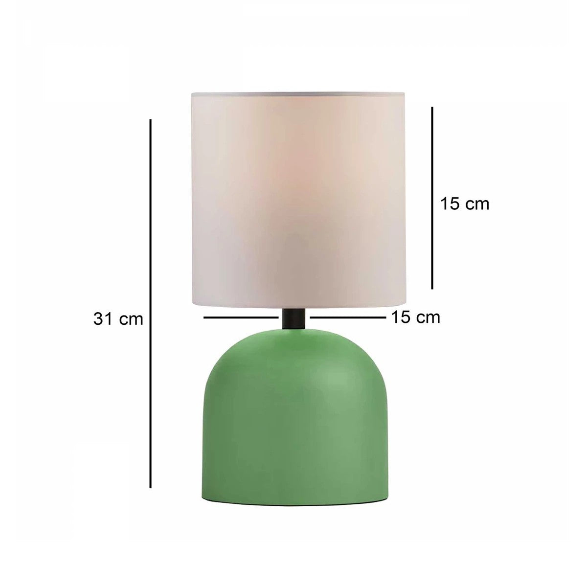LOREN 204-0136 Μοντέρνο Eπιτραπέζιο Φωτιστικό Μονόφωτο 1 x E27 IP20 Πράσινο Μέταλλο με Μπεζ Ύφασμα - Μ15 x Π15 x Υ31cm