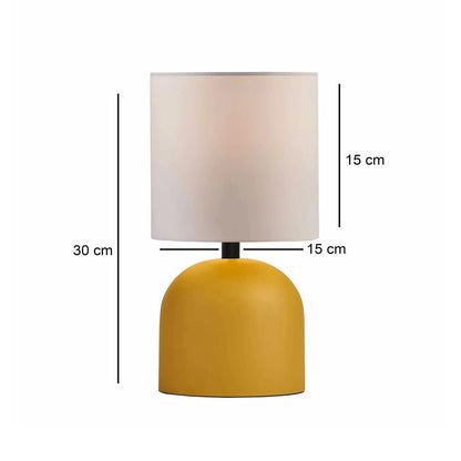 LOREN 204-0137 Μοντέρνο Eπιτραπέζιο Φωτιστικό Μονόφωτο 1 x E27 IP20 Κίτρινο Μέταλλο με Μπεζ Ύφασμα - Μ15 x Π15 x Υ31cm