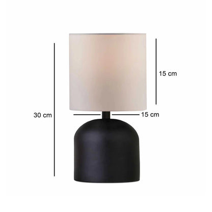 LOREN 204-0138 Μοντέρνο Eπιτραπέζιο Φωτιστικό Μονόφωτο 1 x E27 IP20 Μαύρο Μέταλλο με Μπεζ Ύφασμα - Μ15 x Π15 x Υ31cm