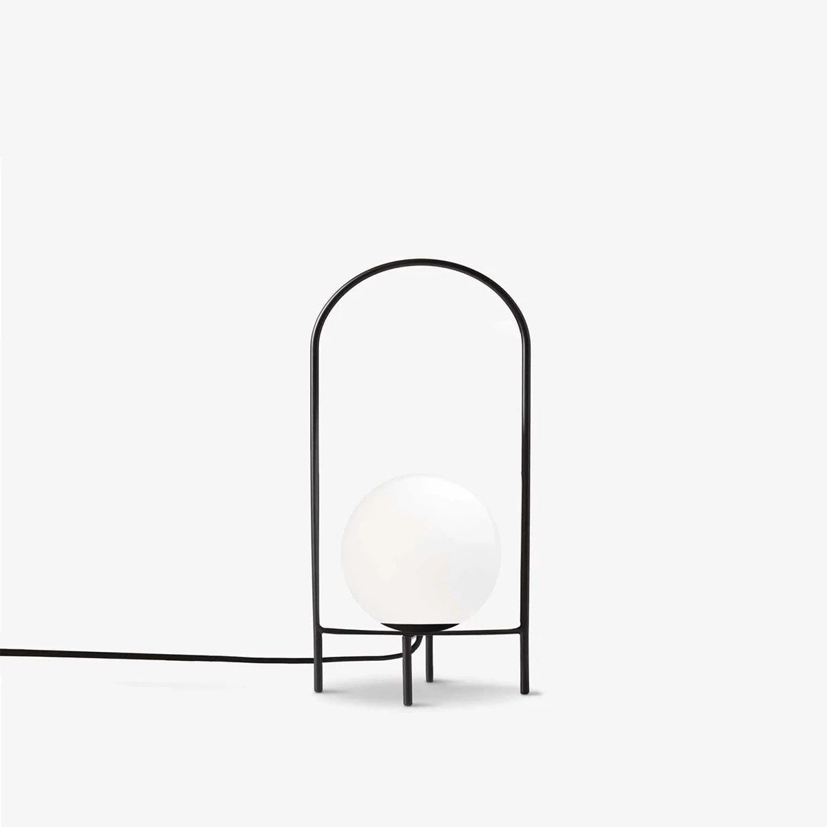 SPIDY 204-0139 Μοντέρνο Eπιτραπέζιο Φωτιστικό Μονόφωτο 1 x E27 IP20 Μαύρο Μέταλλο με Λευκό Γυαλί - Μ20 x Π20 x Υ37cm