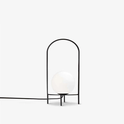 SPIDY 204-0139 Μοντέρνο Eπιτραπέζιο Φωτιστικό Μονόφωτο 1 x E27 IP20 Μαύρο Μέταλλο με Λευκό Γυαλί - Μ20 x Π20 x Υ37cm