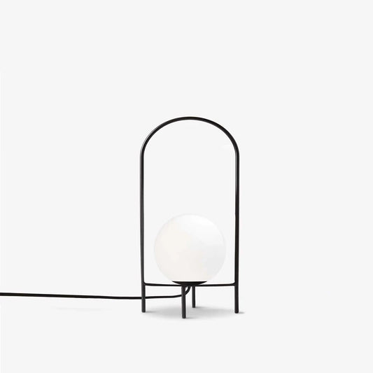 SPIDY 204-0139 Μοντέρνο Eπιτραπέζιο Φωτιστικό Μονόφωτο 1 x E27 IP20 Μαύρο Μέταλλο με Λευκό Γυαλί - Μ20 x Π20 x Υ37cm