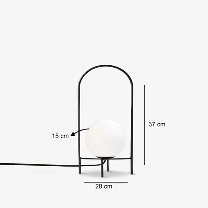 SPIDY 204-0139 Μοντέρνο Eπιτραπέζιο Φωτιστικό Μονόφωτο 1 x E27 IP20 Μαύρο Μέταλλο με Λευκό Γυαλί - Μ20 x Π20 x Υ37cm