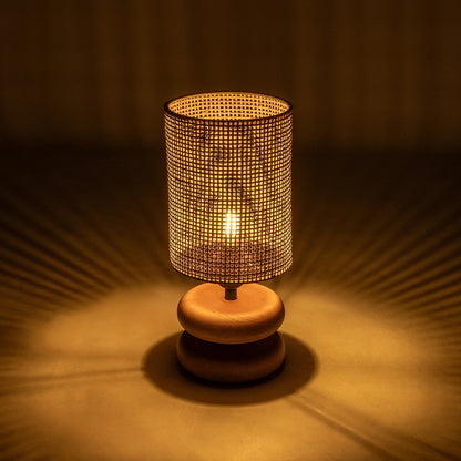 KLOO 204-0143 Boho Επιτραπέζιο Φωτιστικό Πορτατίφ με Ντουί 1 x E14 AC 220-240V IP20 - Καφέ & Μπεζ - Μ15 x Π15 x Υ35