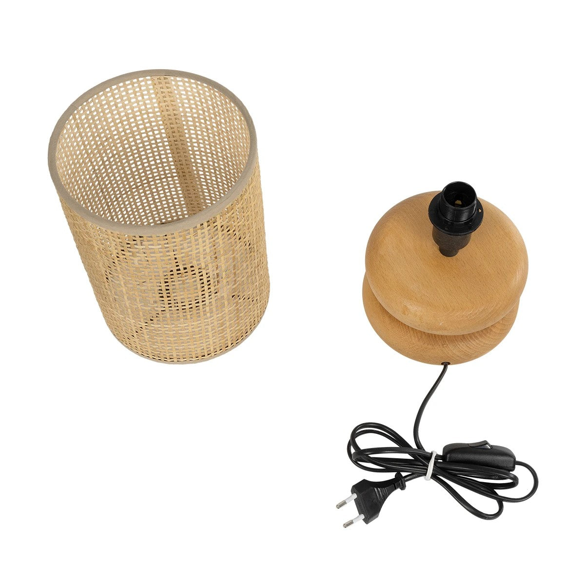 KLOO 204-0143 Boho Επιτραπέζιο Φωτιστικό Πορτατίφ με Ντουί 1 x E14 AC 220-240V IP20 - Καφέ & Μπεζ - Μ15 x Π15 x Υ35