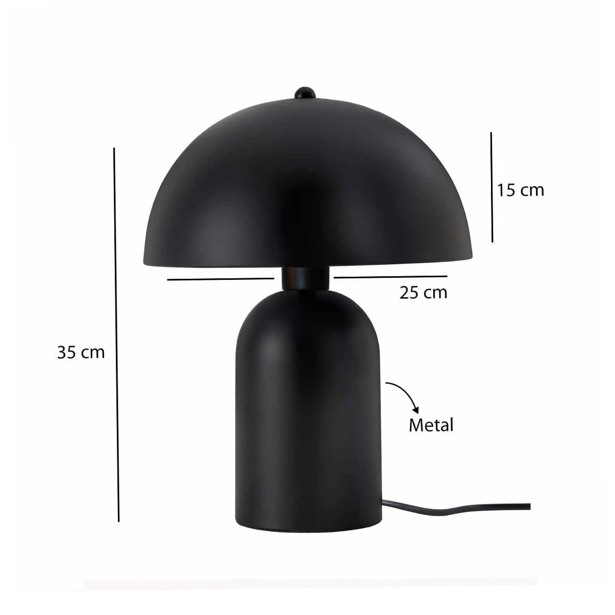 GASCO 204-0146 Μοντέρνο Eπιτραπέζιο Φωτιστικό Μονόφωτο 1 x E27 IP20 Μαύρο Μέταλλο - Μ25 x Π25 x Υ35cm