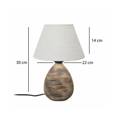 LISBON 204-0150 Vintage Eπιτραπέζιο Φωτιστικό Μονόφωτο 1 x E27 IP20 Καφέ Κεραμικό με Μπεζ Ύφασμα - Μ22 x Π22 x Υ30cm