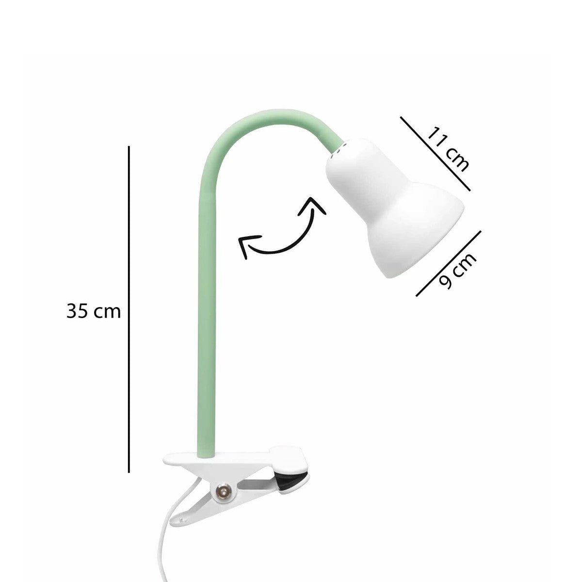 TAVOLO 204-0153 Παιδικό Eπιτραπέζιο Φωτιστικό Μονόφωτο 1 x E27 IP20 Πράσινο & Λευκό Πλαστικό - Μ11 x Π9 x Υ35cm