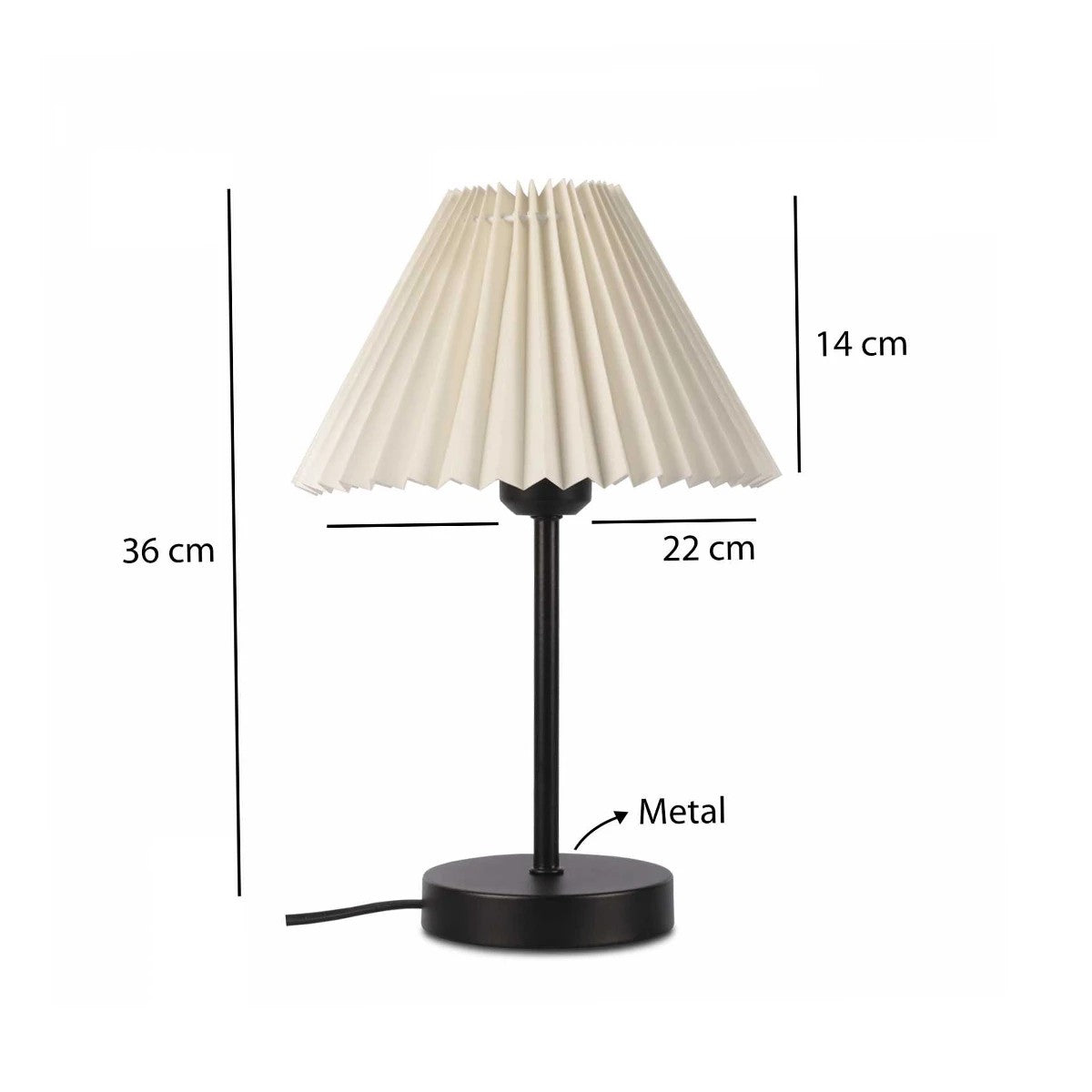 ORACLE 204-0156 Μοντέρνο Eπιτραπέζιο Φωτιστικό Μονόφωτο 1 x E27 IP20 Μαύρο Μέταλλο με Μπεζ Ύφασμα - Μ22 x Π22 x Υ36cm