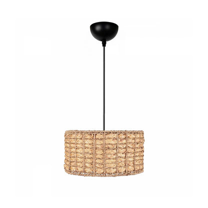 POMEGRANDE 204-0157 Boho Κρεμαστό Φωτιστικό Kαπέλο Μονόφωτο 1 x E27 IP20 Μπεζ Rattan - Μ30 x Π30 x Υ16cm