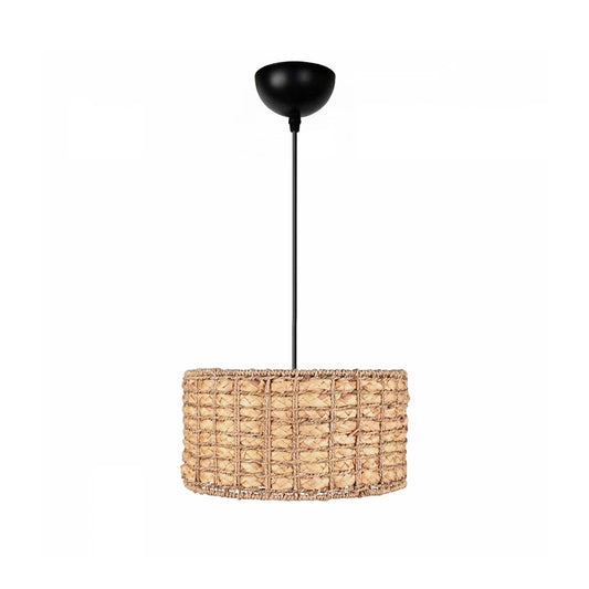 POMEGRANDE 204-0157 Boho Κρεμαστό Φωτιστικό Kαπέλο Μονόφωτο 1 x E27 IP20 Μπεζ Rattan - Μ30 x Π30 x Υ16cm