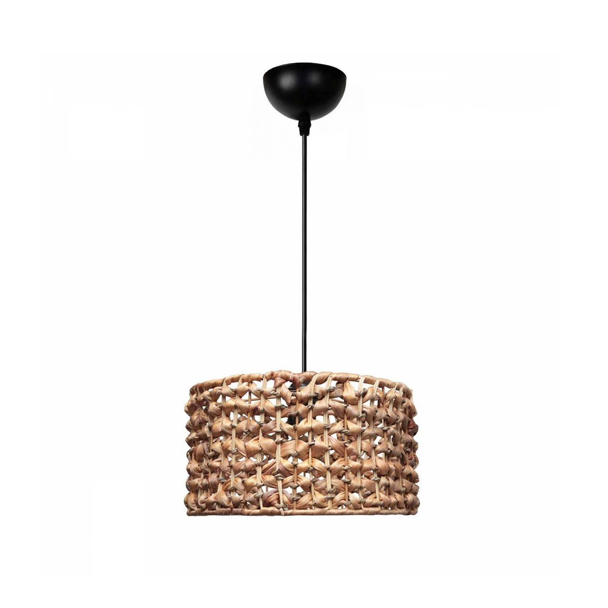 POMEGRANDE 204-0160 Boho Κρεμαστό Φωτιστικό Kαπέλο Μονόφωτο 1 x E27 IP20 Καφέ Rattan - Μ29 x Π29 x Υ16cm