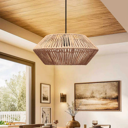 CASTRO 204-0164 Boho Κρεμαστό Φωτιστικό Οροφής με Ντουί 1 x E27 AC 220-240V IP20 - Μπεζ - Μ32 x Π32 x Υ13