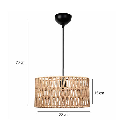 POMEGRANDE 204-0166 Boho Κρεμαστό Φωτιστικό Οροφής με Ντουί 1 x E27 AC 220-240V IP20 - Μπεζ - Μ30 x Π30 x Υ15