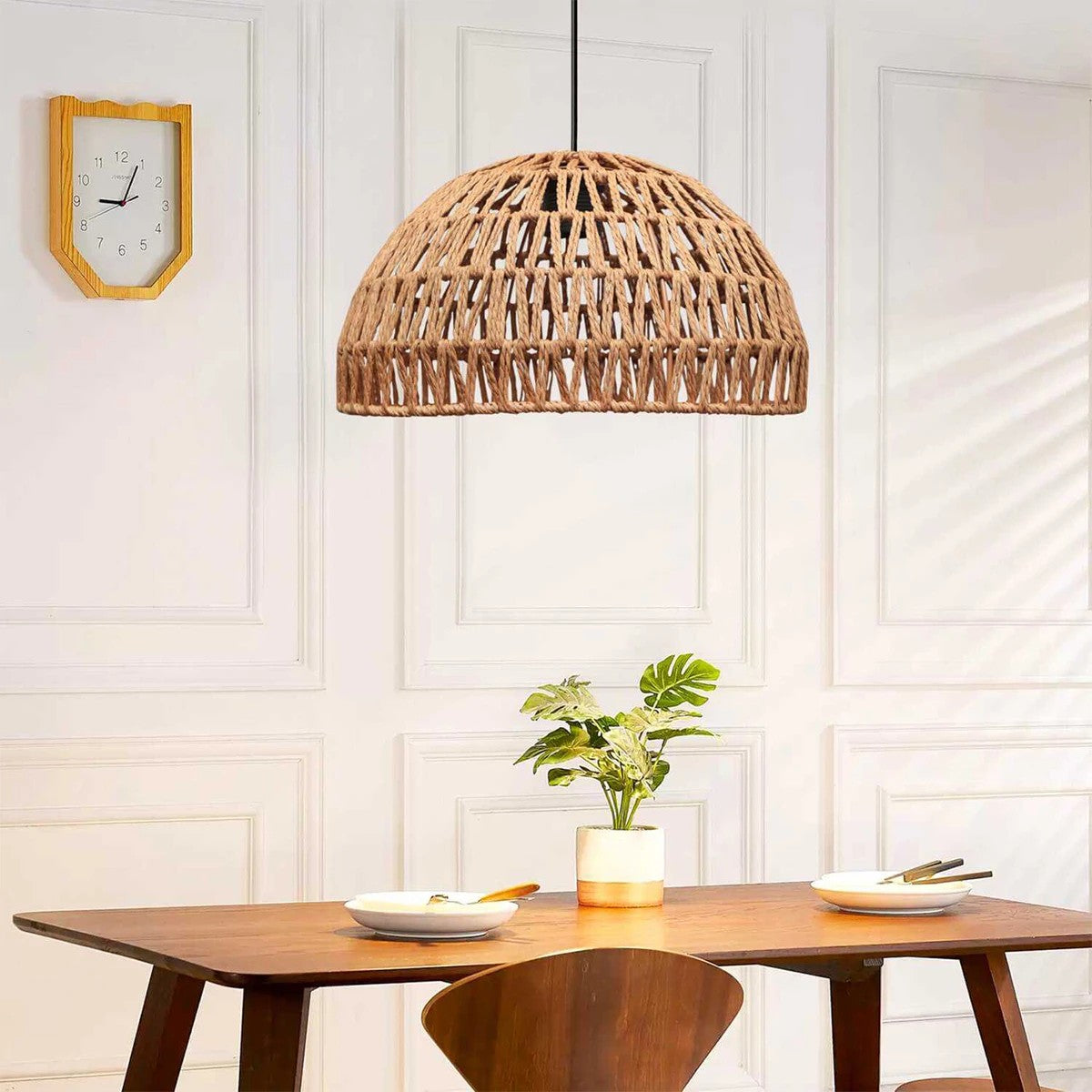 SAND 204-0167 Boho Κρεμαστό Φωτιστικό Οροφής με Ντουί 1 x E27 AC 220-240V IP20 - Μπεζ - Μ29 x Π29 x Υ16