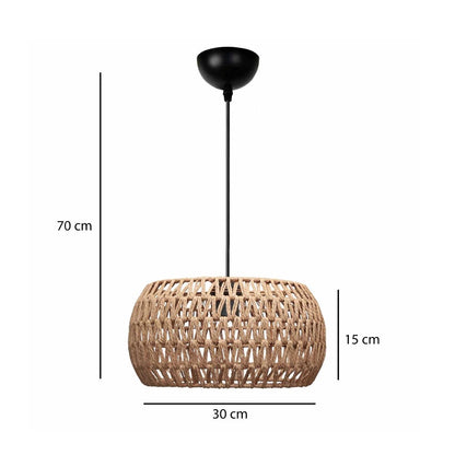 DARIO 204-0168 Boho Κρεμαστό Φωτιστικό Οροφής με Ντουί 1 x E27 AC 220-240V IP20 - Καφέ - Μ30 x Π30 x Υ15