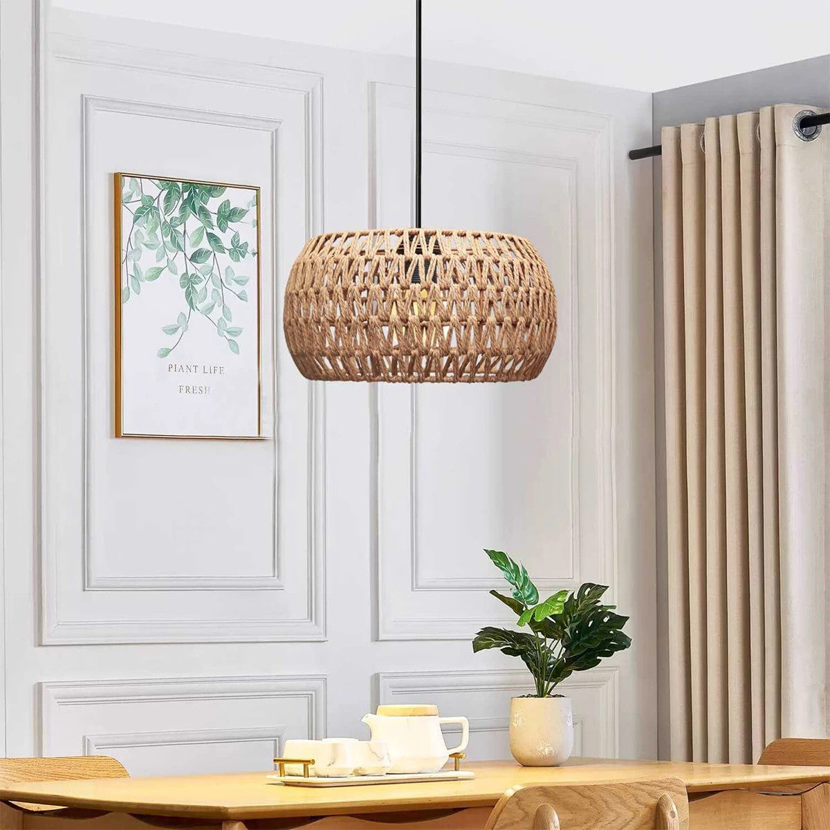 DARIO 204-0168 Boho Κρεμαστό Φωτιστικό Οροφής με Ντουί 1 x E27 AC 220-240V IP20 - Καφέ - Μ30 x Π30 x Υ15