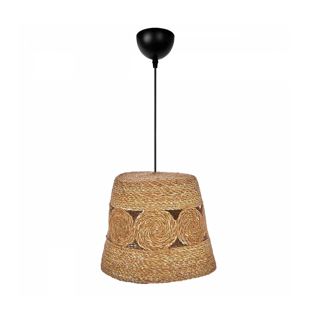 PANIER 204-0170 Boho Κρεμαστό Φωτιστικό Καμπάνα Μονόφωτο 1 x E27 IP20 Μπεζ Σχοινί - Μ32 x Π32 x Υ30cm