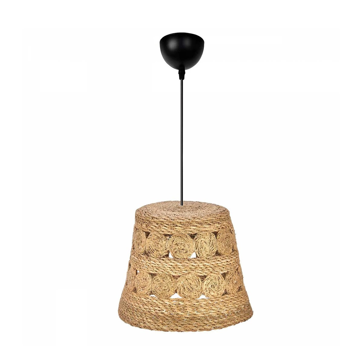 PANIER 204-0171 Boho Κρεμαστό Φωτιστικό Καμπάνα Μονόφωτο 1 x E27 IP20 Μπεζ Σχοινί - Μ32 x Π32 x Υ30cm