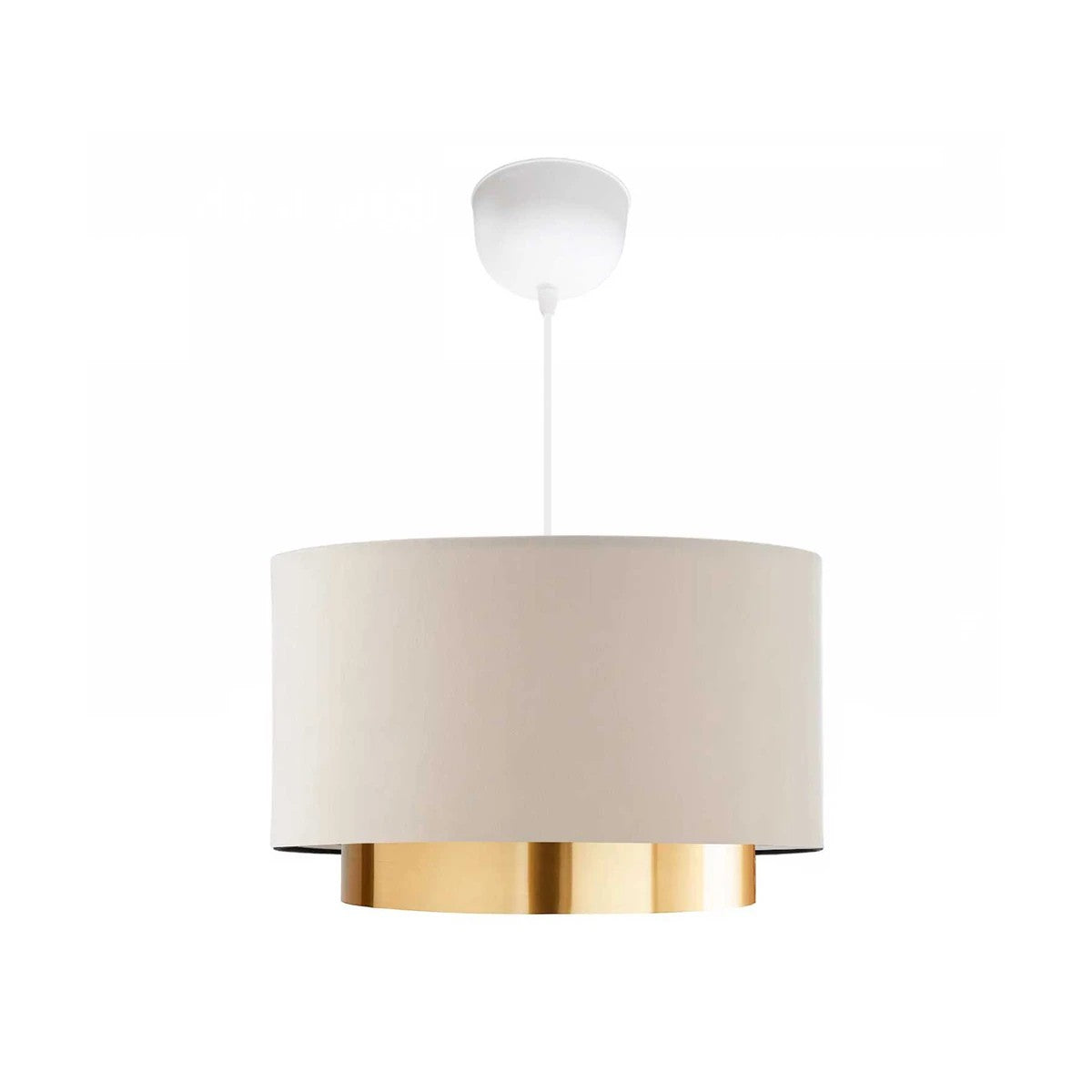 BASIL 204-0173 Μοντέρνο Κρεμαστό Φωτιστικό Kαπέλο Μονόφωτο 1 x E27 IP20 Μπεζ & Χρυσό Ύφασμα - Μ30 x Π30 x Υ20cm