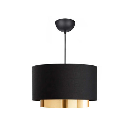 BASIL 204-0174 Μοντέρνο Κρεμαστό Φωτιστικό Kαπέλο Μονόφωτο 1 x E27 IP20 Μαύρο & Χρυσό Ύφασμα - Μ30 x Π30 x Υ20cm