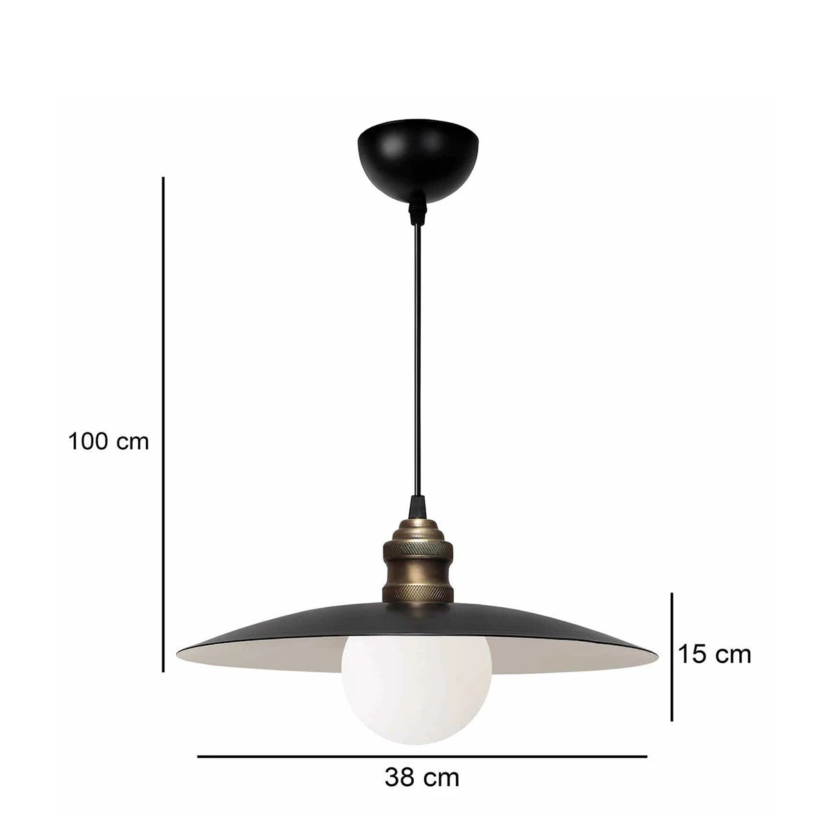 STUDY 204-0175 Μοντέρνο Κρεμαστό Φωτιστικό Καμπάνα Μονόφωτο 1 x E27 IP20 Μπρούτζινο & Μαύρο Μέταλλο - Μ31 x Π31 x Υ27cm