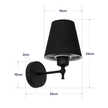 ELEGANTE 204-0185 Modern Wall Light - Sconce with 1 x E27 AC 220-240V IP20 Socket - Black - L14 x W22 x H24