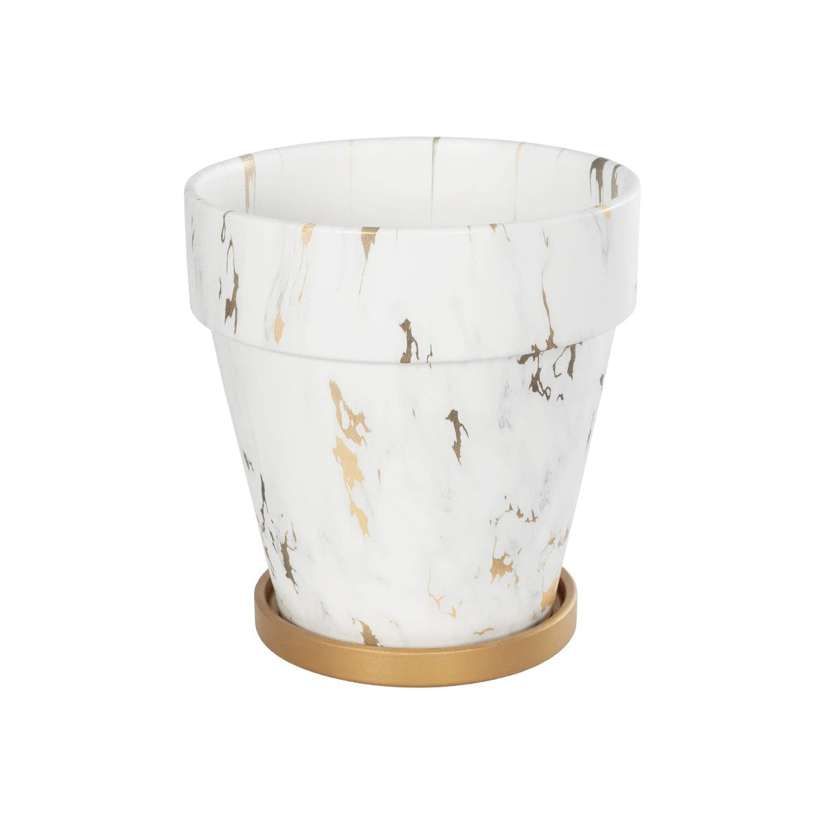 DENPASAR 20526 Διακοσμητική Κεραμική Γλάστρα Λευκή με Χρυσό Μ20 x Π20 x Υ21