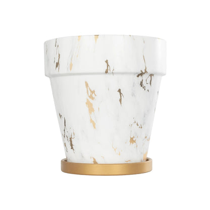 DENPASAR 20526 Διακοσμητική Κεραμική Γλάστρα Λευκή με Χρυσό Μ20 x Π20 x Υ21