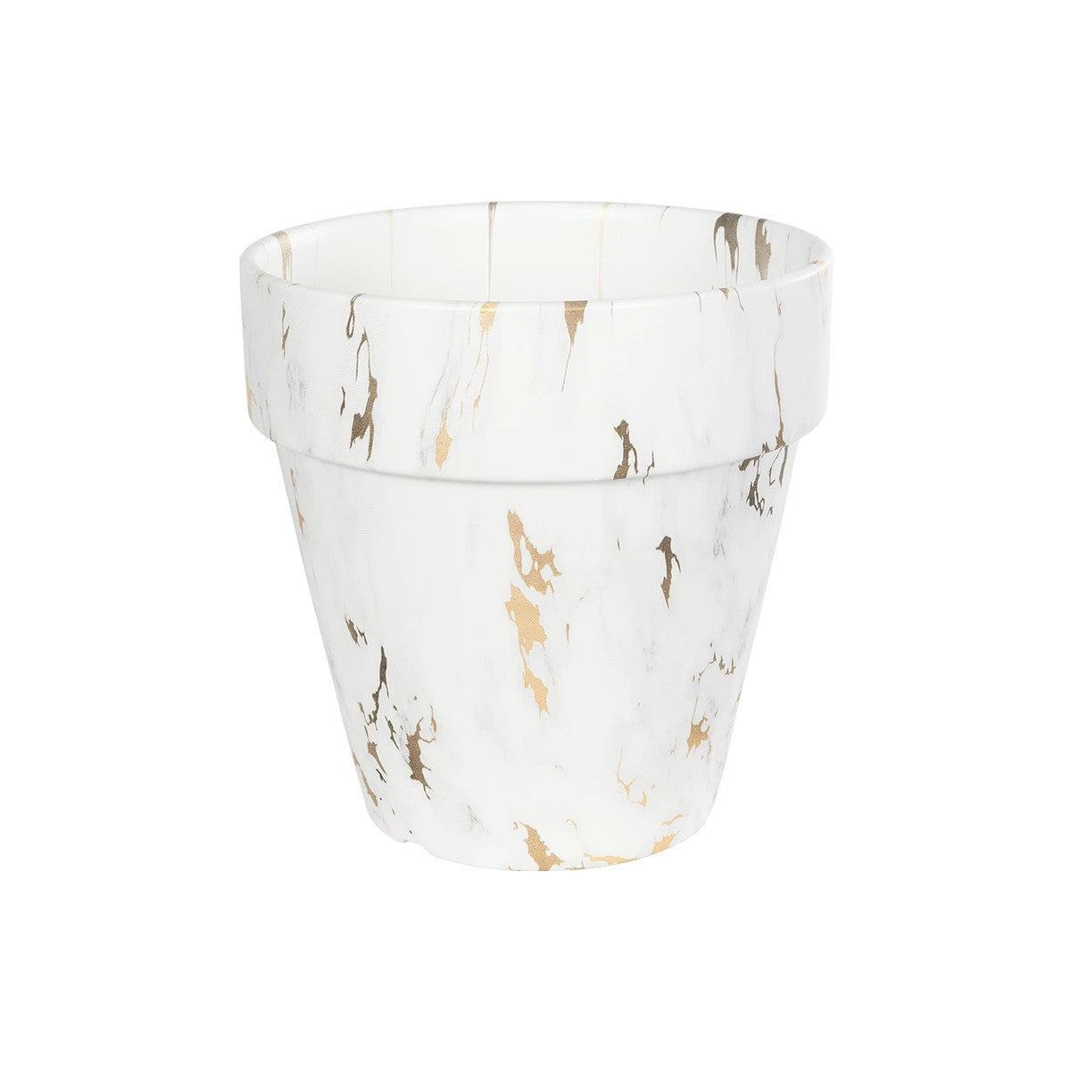 DENPASAR 20526 Διακοσμητική Κεραμική Γλάστρα Λευκή με Χρυσό Μ20 x Π20 x Υ21