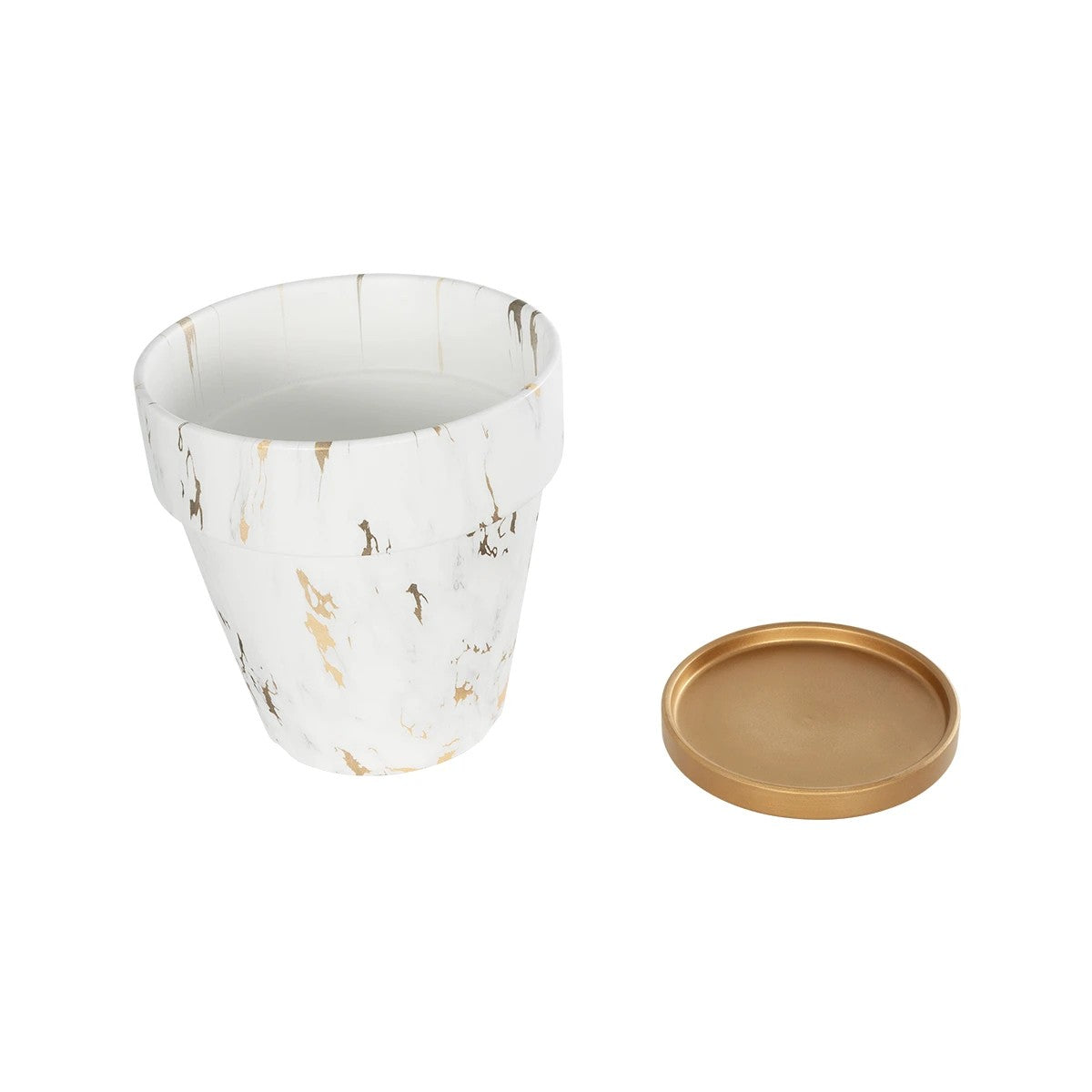 DENPASAR 20526 Διακοσμητική Κεραμική Γλάστρα Λευκή με Χρυσό Μ20 x Π20 x Υ21