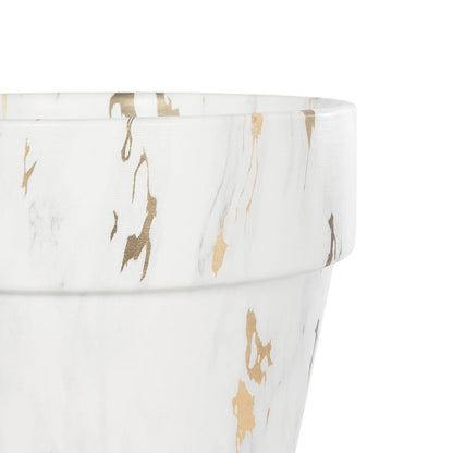 DENPASAR 20526 Διακοσμητική Κεραμική Γλάστρα Λευκή με Χρυσό Μ20 x Π20 x Υ21
