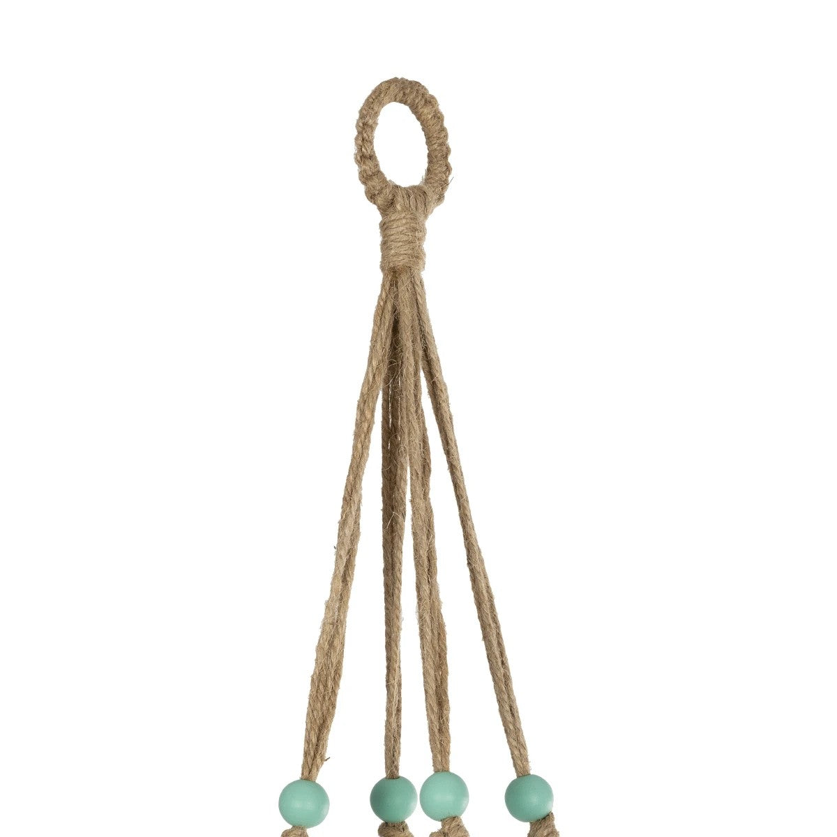 PUEBLO 20532 Διακοσμητική Κεραμική Γλάστρα Λευκή με Μακραμέ Μ13 x Π13 x Υ12