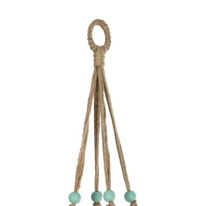 PUEBLO 20532 Διακοσμητική Κεραμική Γλάστρα Λευκή με Μακραμέ Μ13 x Π13 x Υ12