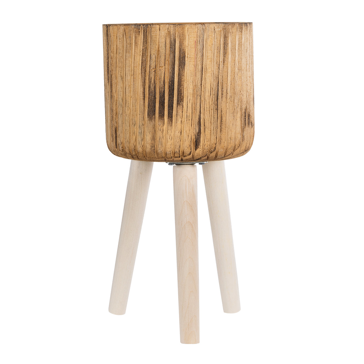 JAMAICA 20553 Διακοσμητικό Ξύλινο Κασπώ Γλάστρα - Flower Pot Καφέ Φ18 x Υ38cm