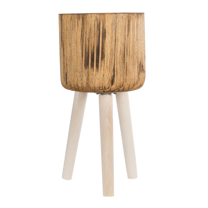 JAMAICA 20553 Διακοσμητικό Ξύλινο Κασπώ Γλάστρα - Flower Pot Καφέ Φ18 x Υ38cm